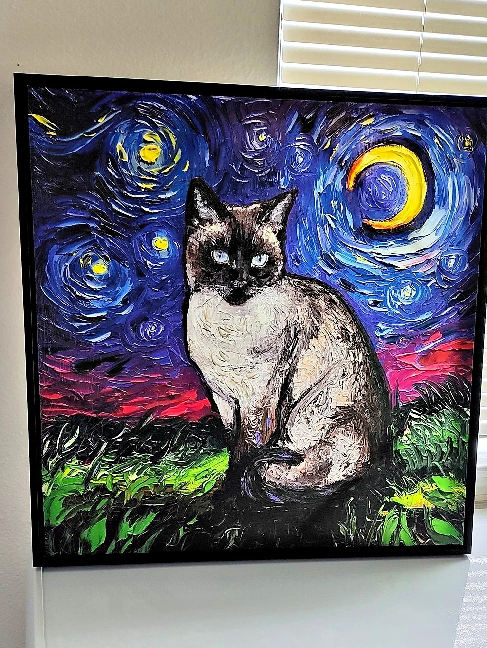 Siamese Cat Starry Night Painting